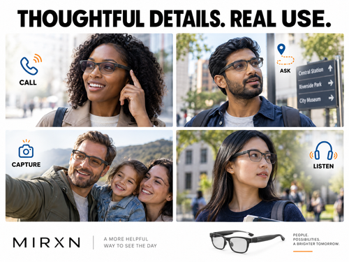 MIRXN AI Glasses — Smart AI Eyewear with Camera, Open-Ear Audio & Hands-Free Assistant