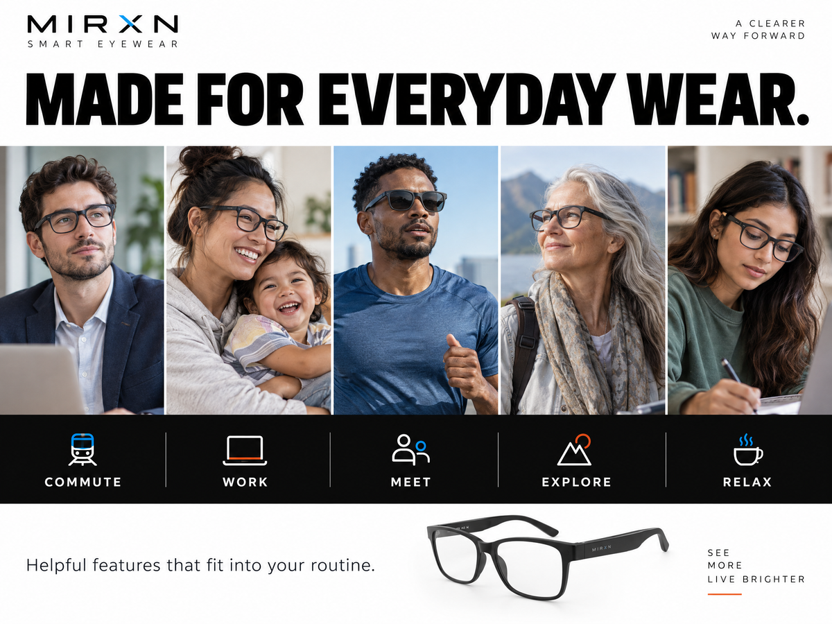 MIRXN AI Glasses — Smart AI Eyewear with Camera, Open-Ear Audio & Hands-Free Assistant